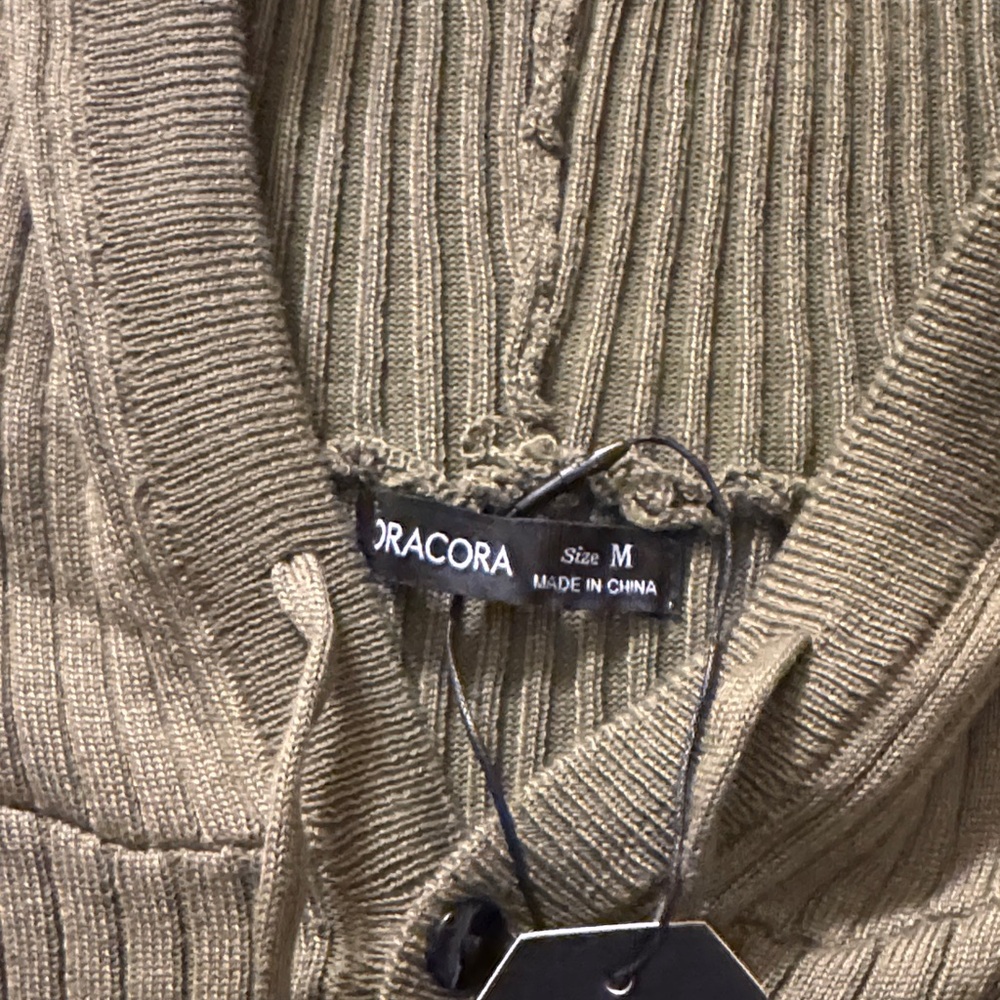 Olive Ribbed Women's Sweater - Picture 3 of 6